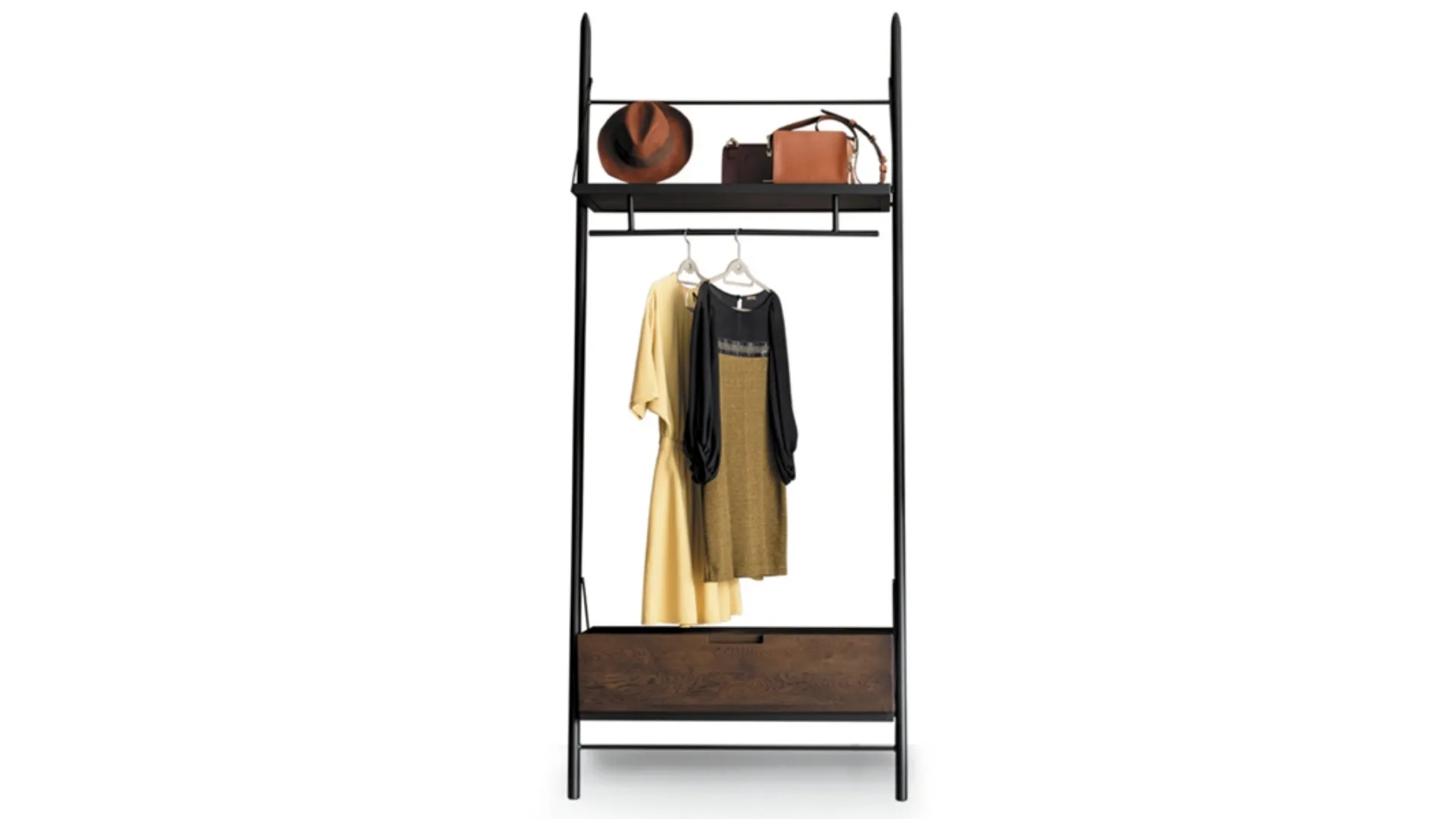 Appendiabiti Easy Closet in metallo e legno di Devina Nais