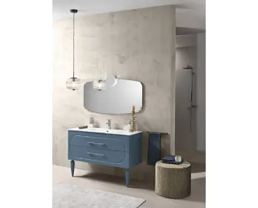 Mobile da Bagno con piedi Caspio laccato Blu con lavabo in mineralmarmo di Bluelife